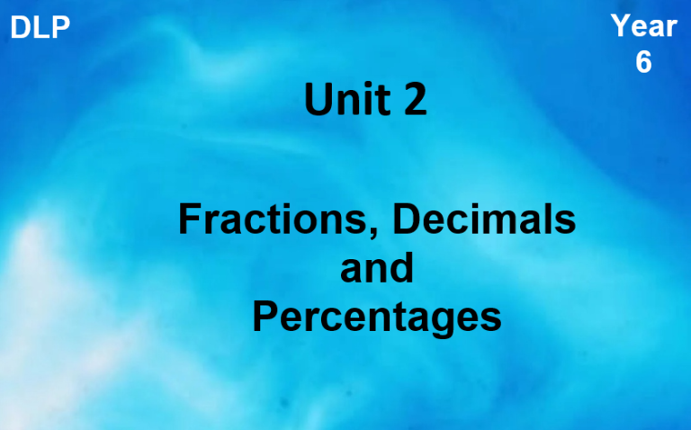 Y6U2: Fractions, Decimals and Percentages